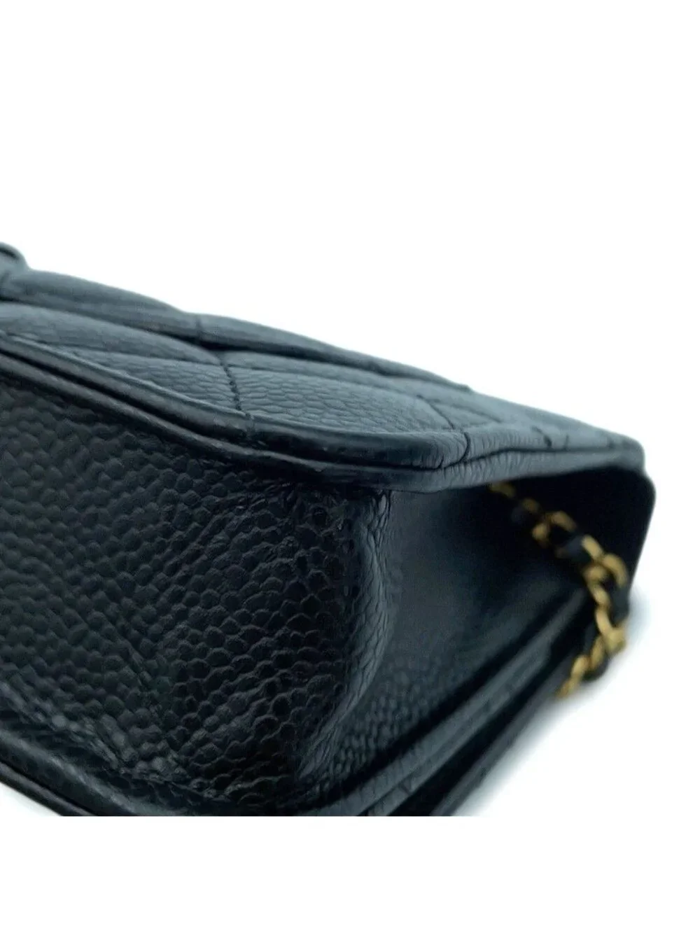 Chanel Chain Wallet Classic Quilted CC Logo Caviar Leather Black Shoulder Bag